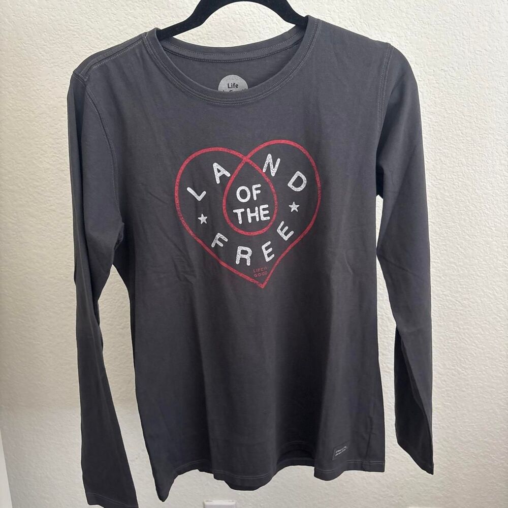 Life-is-good Women's Grey and Black Shirt
